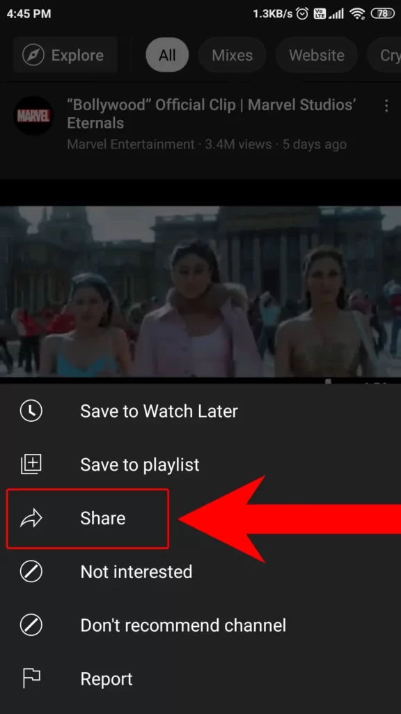 Tap on Share button