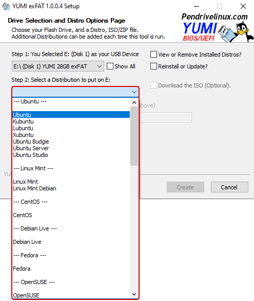 YUMI exFAT - Select Operating System